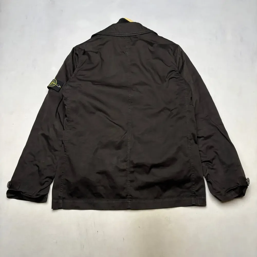Vintage Stone Island AW 2005 Black Raso Gommato Hooded Jacket Men's Large